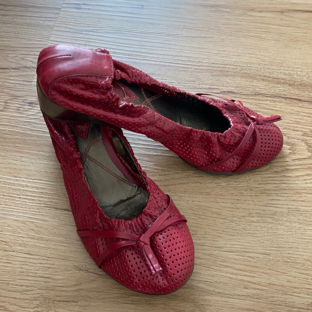 Red leather shoes